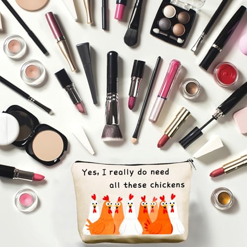 CREATCABIN Chicken Bags Travel Cosmetic Bag Zipper Pouch Multi Purpose Case Toiletry Packing Purse Storage for Keys Lipstick Card Woman Friends 10x7Inch-Yes, I Really Do Need All These Chickens - style: Chicken