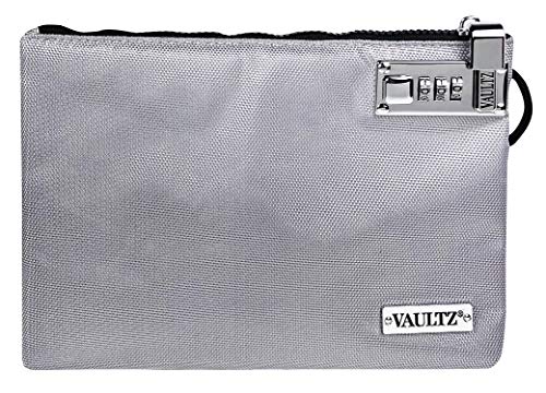 Vaultz Money Bag with Lock - 7 x 10 Inches, Men & Women's Locking Accessories Pouch for Cash, Bank Deposits, Wallet, Medicine, Phone and Credit Cards - Gray - color: Gray, size: 7x10