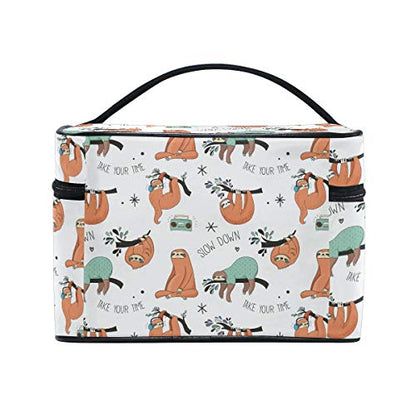 Makeup Bag Radio Sloth Travel Cosmetic Bags Organizer Train Case Toiletry Make Up Pouch - color: color11