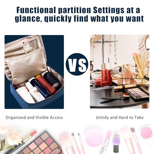Queboom Travel Makeup Bag Cosmetic Bag Makeup Bag Toiletry bag for women and men (Navy blue) - color: Navy blue