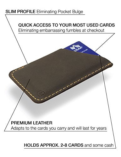 Modern Carry Leather Minimal Card Holder, Minimalist Wallet for Men & Women, Thin Credit Card Holder, Small Business Card Holder, Card Holder Wallet, Front Pocket Card Wallet - Magnum (Brown) - color: Brown