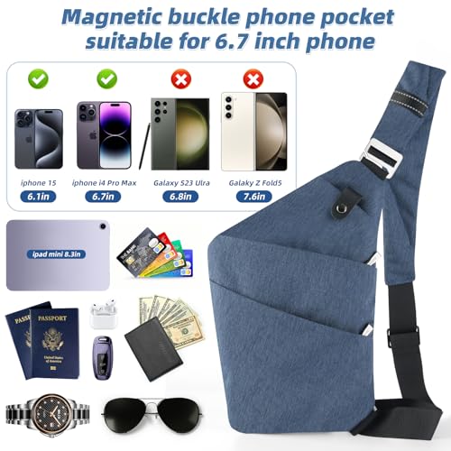 VADOO Sling Bag - Anti-theft Crossbody Shoulder Bag for Men and Women - color: Navy Blue
