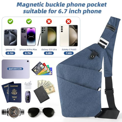 VADOO Sling Bag - Anti-theft Crossbody Shoulder Bag for Men and Women - color: Navy Blue
