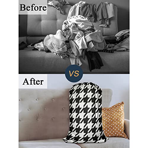 Swono Houndstooth Seamless Pattern Large Laundry Collapsible Laundry Bag Black White Abstract Pattern Foldable Laundry Hamper Bag - color: Houndstooth Seamless Pattern