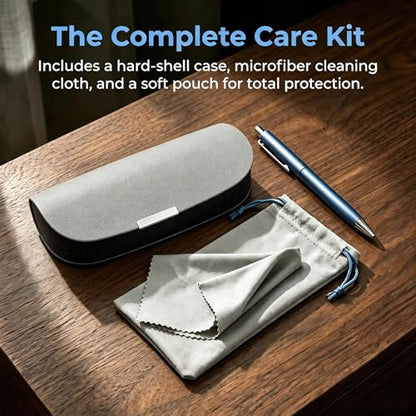Glasses Case hard shell,3-in-1 Sunglasses Case & Eyeglass Case with Cleaning Cloth & Storage Pouch - color: Gray