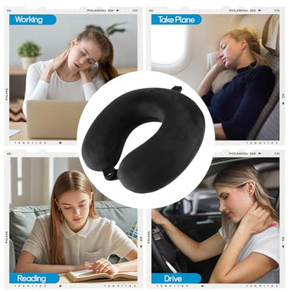 Travel Neck Pillow for Airplane, Car, Office, and Home | 100% Memory Foam U-Shaped Neck Pillow with Soft Washable Cover, Includes Travel Bag, Earplugs & Sleep Eye Mask | for Adults & Kids (Light Gray) - color: Light Gray