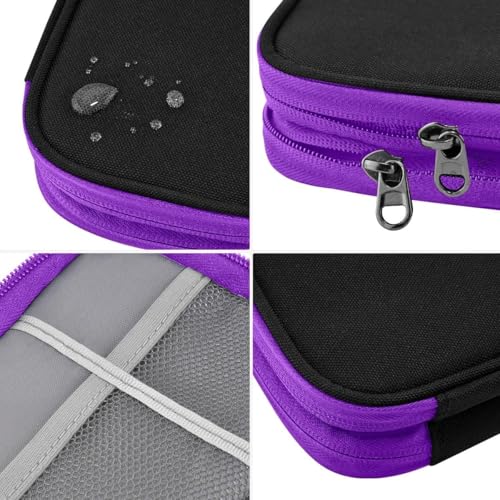 ZINMARK Portable Cable Organizer Case,Travel Pouch with Double-Layer Storage for Cables,Chargers,Earbuds & Phone,Black Purple– Small Size - color: Black Purple
