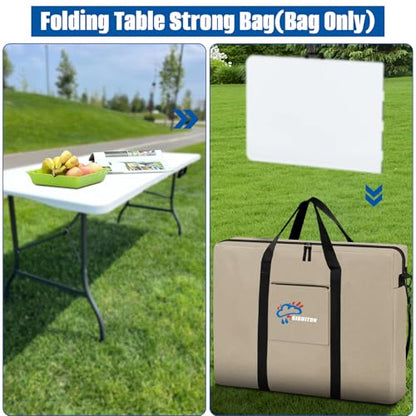 SIRUITON Folding Table Storage Bag, Portable 600D WaterProof Carry Bag for Folding Picnic/Camp Tables with Reinforcing Plate & Shoulder Strap, 36" D x 30" W x4.7 H Fits 6FT Folding Tables - size: Khaki - 6ft Folding Tables Bag