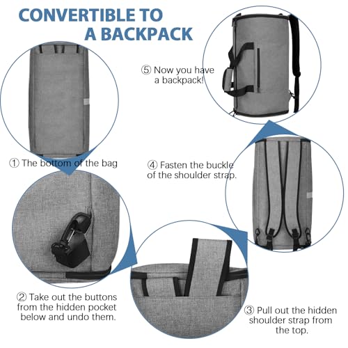 Garment Bags for Travel,50L Carry on Convertible Garment Duffle bag with Shoulder Strap,3 in 1 Hanging Suit Travel Bag with Shoulder Strap - color: Grey