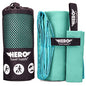 Hero Microfiber Towel, Camping, Beach, Gym, Includes Bonus Washcloth (Aquamarine, 24" x 48") - color: Aquamarine, size: 24" x 48"