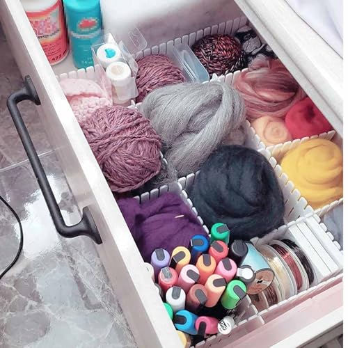 JOIKIT 64 Pack White Plastic DIY Grid Drawer Dividers, Adjustable Drawer Divider Organizer, Household Storage Makeup Socks Underwear Organizer - color: White, size: 64 PCS