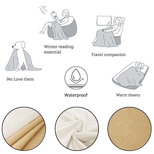 Ameritex Pet Bed Blanket Reversible 100% Waterproof Velvet Super Soft for Sofa and Bed (52x82 Inches, Cream+Sand) - color: Cream+sand, size: 52x82 Inches
