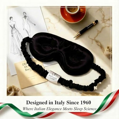 MATASSE 100% Mulberry Silk Sleep Mask 22 Momme Grade 6A - 3D Contoured Eye Mask for Sleeping, 14mm Deep Eye Cups, Total Blackout Blindfold for Women Men, Adjustable Strap, Side Sleeper (Black) - color: Black