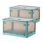 Folding Storage Bins, 50 Liters, 2 Pcs Blue plastic Storage Containers with Wheels, Double Doors, Foldable, Stackable, Plastic Box with Lids for Organization, Storage Cart