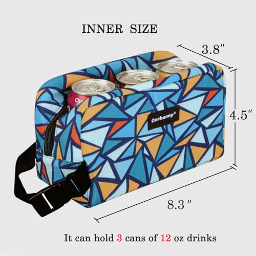 Cerbonny Small Lunch Bag, Freezable Lunch Bag, Small Cooler Bag, Insulated Mini Cooler Box with Ice Packs & Handle Buckle for Work Travel,Triangle Pattern - color: Triangle-1