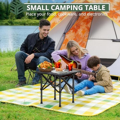 EYPINS Ultralight Camping Table Foldable - Small Beach Table, No-Wobble, 3.7 lbs Portable Compact with Carry Bag,Carbon Steel Outdoor Side Table for Backpacking, Picnic BBQs, Cooking