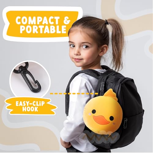 ecoZen Lifestyle Travel Neck Pillow with Eye Mask - Kids Travel Pillow for Sleeping - Toddler Travel Essential and Travel Accessories, Road Trip and Airplane Travel Essentials - color: Duck