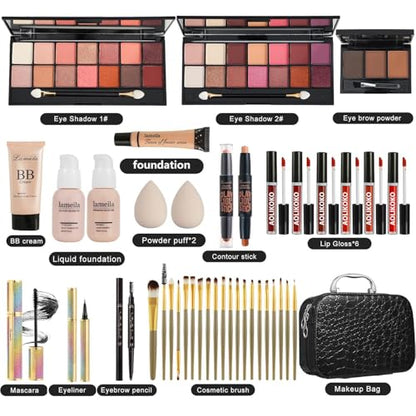 All in One Makeup Kit for Women Full Kit,Makeup Set for Women, Includes Eyeshadow Palette/Foundation/lip gloss/Eyeliner/Mascara/makeup Brush,Makeup Gift Set for Christmas & Birthday&Holiday&Everyday. - color: Set1