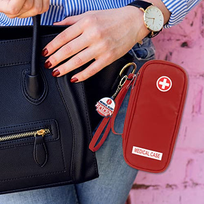 Jayour EpiPen Medical Carrying Case Insulated, Travel Medication Organizer Bag Emergency Medical Pouch, Fits 2 EpiPens, Asthma Inhaler, Anti-Histamine, Auvi-Q, Allergy Medicine Essentials, Red - color: Red