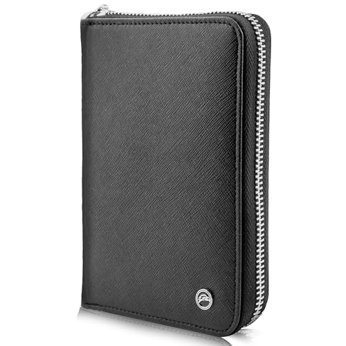 RFID Travel Wallet Passport Holder w/Zipper - Organizer Bag for Travel Documents – Safety Essentials Cover for Men Women - color: Black