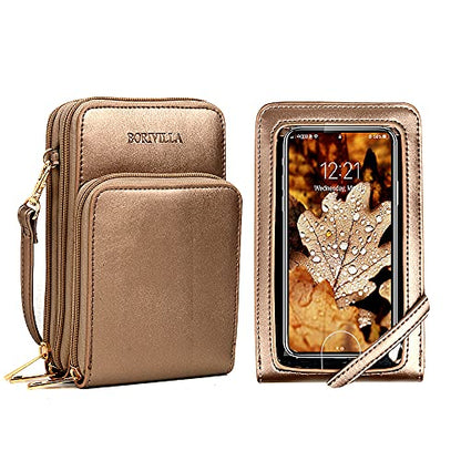 Crossbody Cellphone Purse Women Touch Screen Bag RFID Blocking Wallet Handbag Shoulder Strap - color: Bronze-small, size: Small