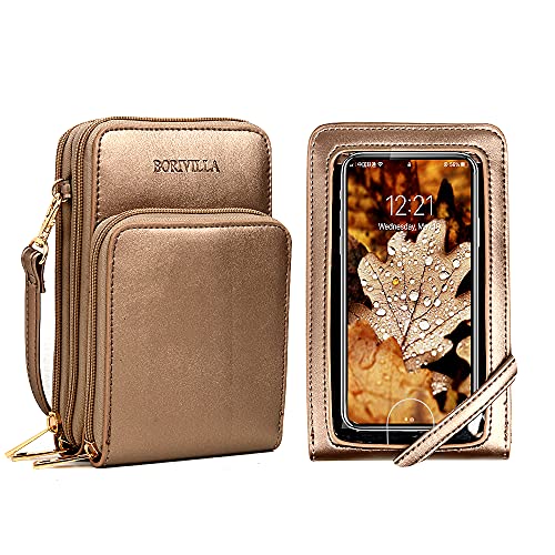 Crossbody Cellphone Purse Women Touch Screen Bag RFID Blocking Wallet Handbag Shoulder Strap - color: Bronze-small, size: Small