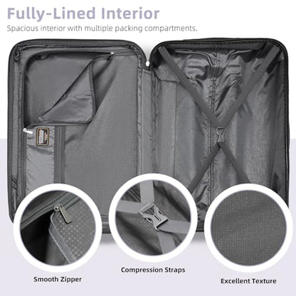 Luggage Sets 6 Piece, Expandable Luggage Set Clearance for Women, Suitcases with Wheels, Hardside Hard Shell Travel Luggage with TSA Lock (Lavender Purple, 6pcs) - color: Lavender Purple, size: 6 piece set