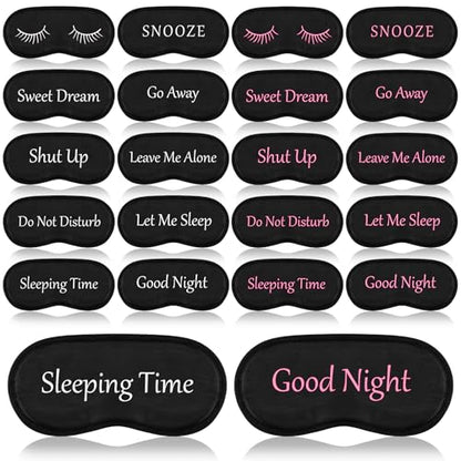 Eurzom 20 Pieces Funny Sleeping Eye Mask Bulk with Adjustable Strap Sleep Blackout Eye Mask for Night Blindfold Cover for Spa Women Men Adult Pajama Party Favors(Cute Black) - color: Cute Black