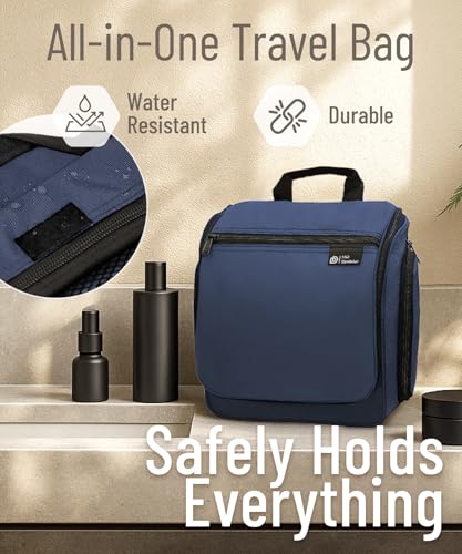 D&D Wanderlust D&D Hanging Travel Toiletry Bag for Men and Women – Cosmetics, Makeup and Toiletries Organizer Kit with 10 Compartments - color: Blue