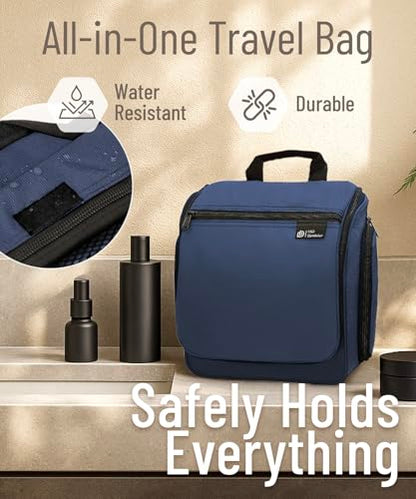 D&D Wanderlust D&D Hanging Travel Toiletry Bag for Men and Women – Cosmetics, Makeup and Toiletries Organizer Kit with 10 Compartments - color: Blue