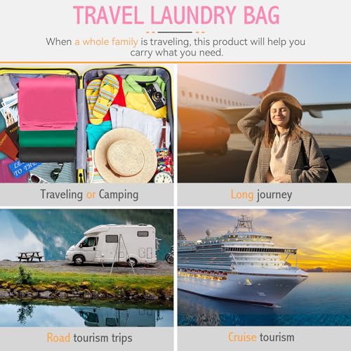Isink Extra Large Heavy Duty Laundry Bag - 28" x 40", Travel Laundry Bag for Dirty Clothes (Pink) - color: Extra Large Laundry Bag With Handles (Pink)