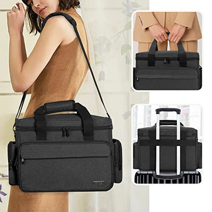 BAFASO Large Makeup Bag with 2 Removable Pouches and Detachable Dividers, Multifunctional Cosmetic Bag to Keep Makeup and Hair Supplies (Patent Pending), Black - color: Black