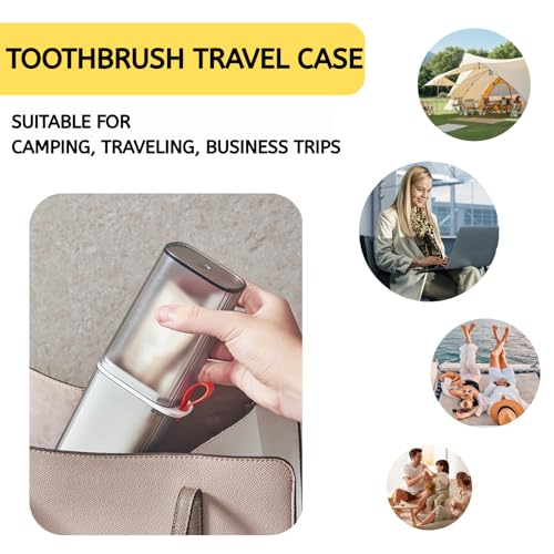 Topavatop Toothbrush Travel Case, 2 in 1 Toothbrush Holder and Rinse Cup, Large Capacity Toothbrush Cup with Cover, Portable Travel Toothbrush Holder for Traveling, Camping, Trip - 1Pcs - Grey&White - color: Gray White