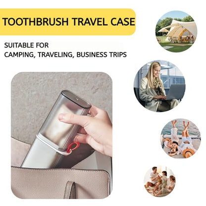 Topavatop Toothbrush Travel Case, 2 in 1 Toothbrush Holder and Rinse Cup, Large Capacity Toothbrush Cup with Cover, Portable Travel Toothbrush Holder for Traveling, Camping, Trip - 1Pcs - Grey&White - color: Gray White
