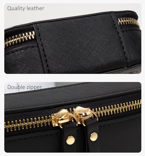 LETGO Clear Makeup Bags - TSA Approved Toiletry Bags with Zipper, Makeup Organizer for Carry-on Travel Essentials, Cosmetic Bags for Women & Men (Large Black) - color: Black, style: Large
