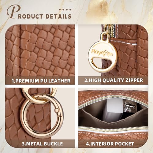 5.5" Small Makeup Bag for Purse, PU Leather Mini Cosmetics Bag with Ring Buckle, Portable Small Travel Makeup Pouch for Women, Birthday/Wedding/Christmas Gifts (Black, Mini Checkered) - color: Mini Checkered Black-5.5 inch