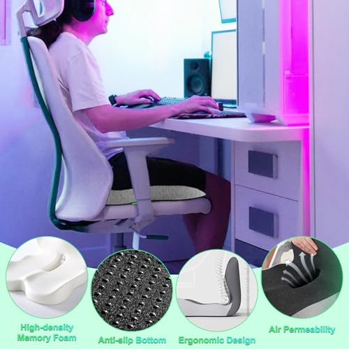 Buttocks Cushion for Office Chair Memory Foam Seat Pad for Butt Support Tailbone Relief Ergonomic Chair Cushion for Home Car Travel or Work (Army Green) - color: Army Green