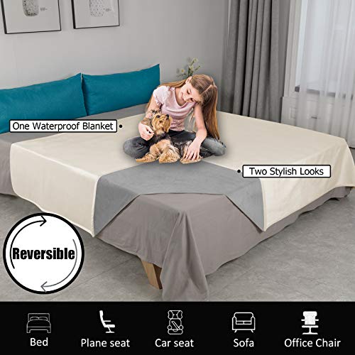 Ameritex Pet Bed Blanket Reversible 100% Waterproof Velvet Super Soft for Sofa and Bed (68x82 Inches, Cream+Beige) - color: Cream+beige, size: 68x82 Inches