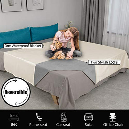 Ameritex Pet Bed Blanket Reversible 100% Waterproof Velvet Super Soft for Sofa and Bed (68x82 Inches, Cream+Beige) - color: Cream+beige, size: 68x82 Inches