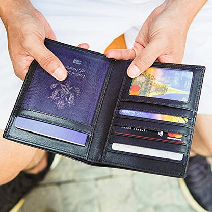 Polare RFID Blocking Napa Leather Passport Holder Travel Wallet For Men and Women (Black) - color: Black