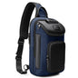 reeyee Anti-Theft Sling Bag with Lock, Waterproof Crossbody Backpack Fits 11 inch Tablet, Men's Shoulder Chest Bag - color: Blue