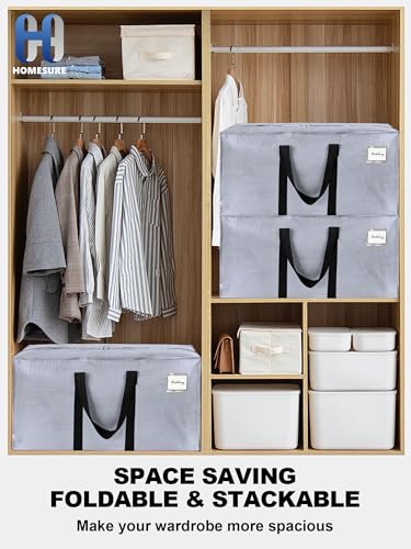 HOMESURE Supports 200lbs Heavy Duty Moving Bags - Strong Zipper & Wrap-Around Handles - Water-Resistant Storage Totes, Durable Alternative to Moving Boxes - 8 Pack - Silver - color: Silver