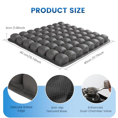 Travel Seat Cushion for Airplane, 56 Bubbles Portable Air Seat Cushions, Coccyx Tailbone Pain Relief Chair Pad, Inflatable Cushion for Office Chair, Wheelchair, Camping, Home Living (Grey) - color: Grey
