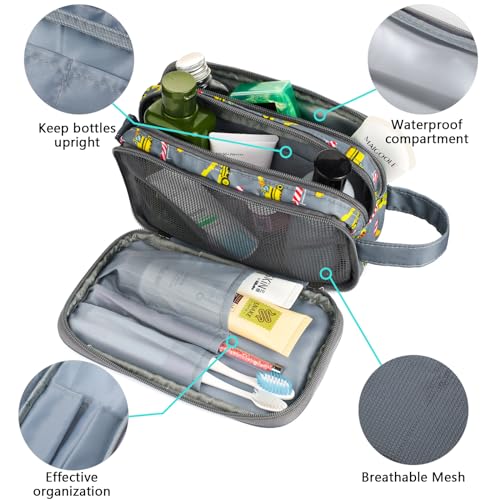 Kids Toiletry Bag for Boys, Travel Toiletry Bag for Little Young Boys Waterproof Hanging Wash Bag Toddler Traveling Toiletries, Construction Grey - color: Construction