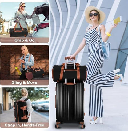 Hoteel Luggage Sets 3 Piece, 4-Year Warranty, Durable Suitcase Set with Spinner Wheels, ABS Hard Shell Lightweight Luggage with TSA Lock, Large Checked Travel Suitcases, Black(20/24/28) - color: Black, size: 20/24/28 inch