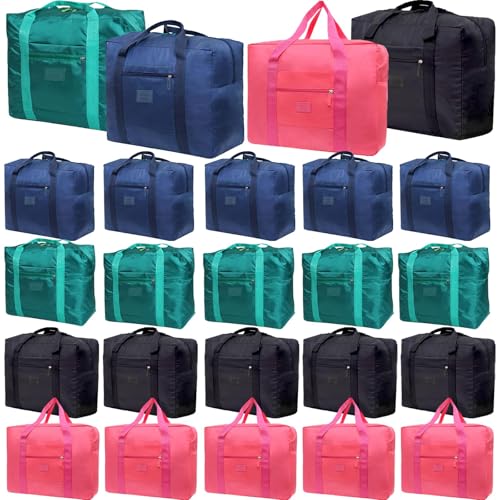 Travel Duffel Bag 24 PCS Foldable Travel Bag Carry on Luggage Bag Waterproof Tote Sports Gym Bag Lightweight Large Weekender Overnight Bag for Women and Men (24 PCS) - color: 24 PCS
