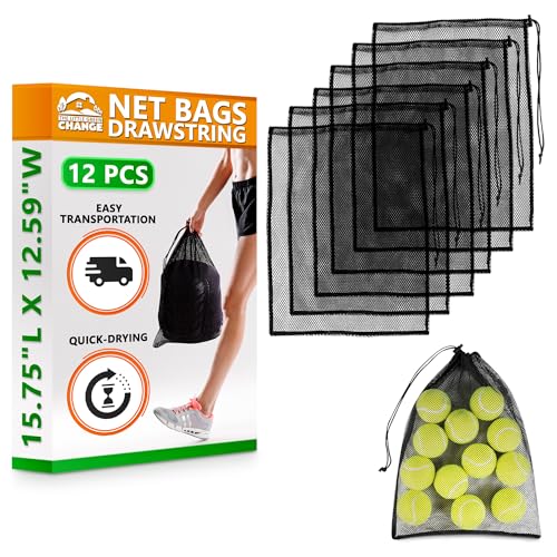 12 PCs Mesh Laundry Bags – 13x15.5 Inch Black Washable Nylon Bags Set – Reusable Mesh Bag for Swimwear, Delicates, Sports Gear, Towels, Travel Use | Lightweight Storage Solution for Daily Needs - style: 12Pcs, Black, M size