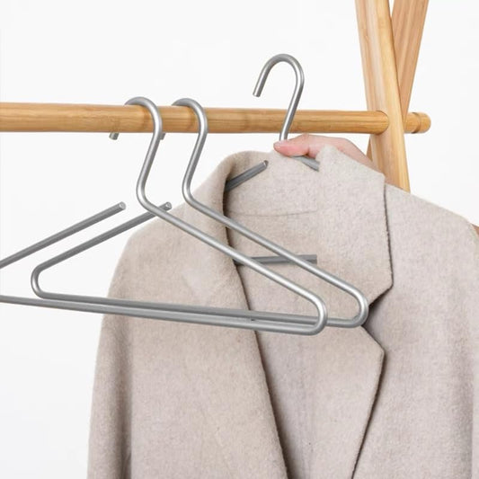 Premium Matte Silvery Aluminum Coat Hangers 10 Piece Set, 16.5” Extra Smooth & Durable Metal Shirt Dress Hanger,Aluminum Alloy Hanger,Clothing Support,Clothing Hang - style: Silver Elegant Hanger（10）
