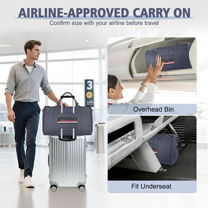 Geestock Garment Bags for Travel, Convertible Suit Travel Bag for Men & Women, Carry On Garment Bag with Shoe Pouch & Shoulder Strap, 2 in 1 Foldable Oxford Duffel Bags, Blue - color: Blue
