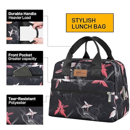 HOMESPON Insulated Lunch Bag for Women Men Lunch Box Cooler Lunch Tote for Work Picnic (Pink Flowers) - color: Pink Flowers